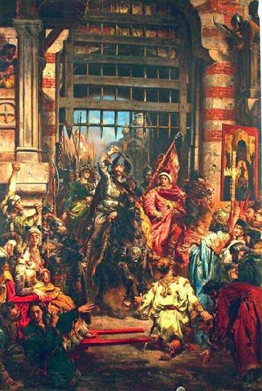 Jan Matejko Boleslaw Chrobry and Svetopelk at Kiev oil painting image